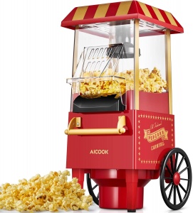 Aicook Machine à Pop Corn, 1200W Retro Machine à Popcorn avec Air Chaud