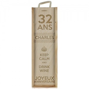 Amikado Caisse à vin personnalisé Anniversaire - Keep Calm and Drink Wine