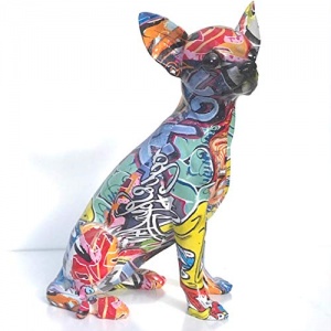Animal Crackers Graffiti Art Figurine Chihuahua assis aux couleurs vives Cadeau pour amateur de