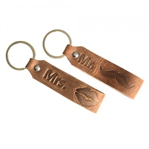 ANKERPUNKT Porte-clés en Cuir Mr & Mrs - Cadeaux de partenaires - Idées de Cadeaux de Noël pour