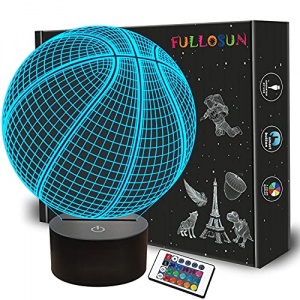 Basketball 3D Night Light Birthday Gift Lamp, Light Up Basketball Gifts 3D Illusion Lamp with Remote