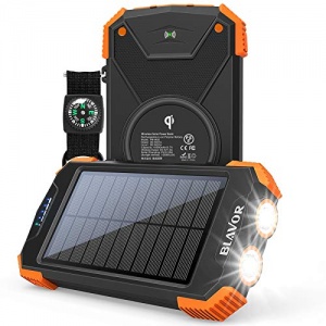 BLAVOR Batterie Externe Solaire 10000mAh Chargeur Portable avec Panneau Solaire, Splashproof