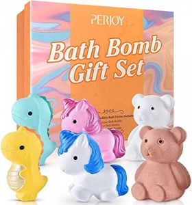 Bombe de Bain, Boule de Bain Cadeau Femme, Perjoy 7 Effervescente Boule de Bain Moussant Enfant, Spa