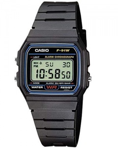 Casio F-91W-1YER Montre Unisex Digitale avec Bracelet en Résine – Gris (noir)