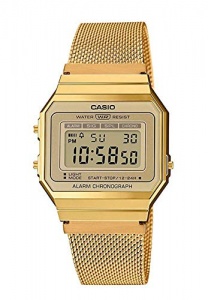 Casio Femme Digital Montre avec Bracelet en Acier Inoxydable A700WEMG-9AEF