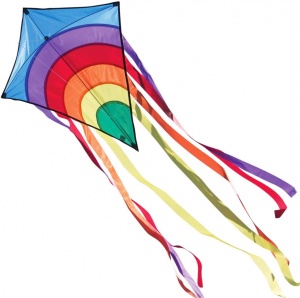 CIM Cerf-Volant monofil - Rainbow Eddy Blue - pour Enfants à partir de 3 Ans - Dimensions : 65x74cm