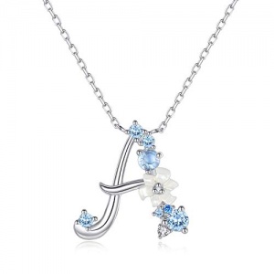 Collier Pendentif Lettre Initial A en Mon Collier Prénom Personnalisé en argent fin 925 et Oxyde