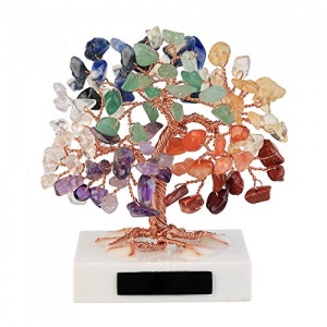 CrystalTesrs Arbre de Vie Chakra Décoration Feng-Shui Cristal Guérison 7Chakra Base en Marbre