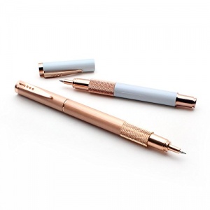 Ensemble cadeau stylo à bille en or rose et blanc pour femme - Ensemble de stylo à bille premium