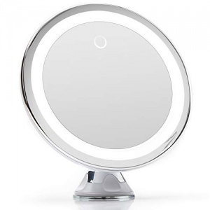 Fancii Miroir Grossissant 10x Lumineux LED avec Forte Ventouse, USB ou Batterie - Miroir Maquillage