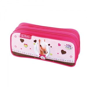 Herlitz Fourre-Tout Double Pretty Pets Cheval Trousses, 20 cm, Rose
