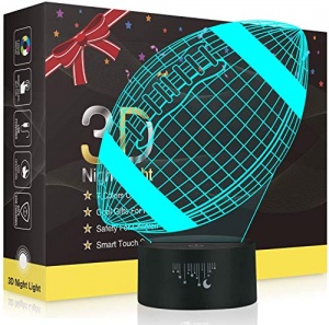 le Rugby 3D Illusion Lampes, LED Veilleuse 7 Couleurs Tactile Interrupteur USB Lampe, Lumière pour