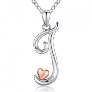 Lettre J Collier pour Femmes et Filles, Pendentif Coeur et Prénom Initiales en Argent Sterling 925