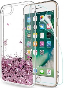 LeYi Coque pour iPhone SE 2020, Coque iPhone 7/8 avec Protection écran, Fille Personnalisé Liquide