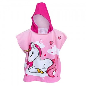 Licorne Poncho de Bain Enfant Serviette de Bain Enfants Serviette de Plage Serviette à Capuche