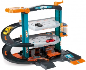 Majorette - Garage City Flex + 5 Véhicules - 2 Niveaux avec Ascenseur + Atelier Mécanique -