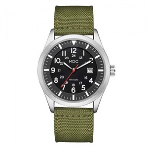 MDC Montre militaire à quartz analogique pour homme - Montre pour homme avec date - Montre tactique