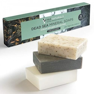 PraNaturals - Lot de 3 Savons de la Mer Morte, 70g, Naturellement Riche en Minéraux, Savon à la