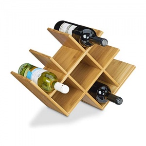 Relaxdays Casier à vin en bambou forme alvéole emplacement pour 8 bouteilles H x l x P: 31,5 x 47