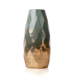 TERESA'S COLLECTIONS Vase en Céramique Or Vert, Grand Vase à Fleurs, Table , Décoration Vase de
