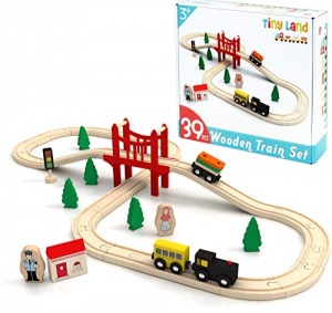 Tiny Land Circuit Train Enfant,Trains et véhicules & Rails Pack(39 pcs)