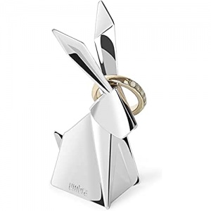 UMBRA Rabbit Origami. Porte bagues lapin Origami. Range bagues en métal chromé, en forme