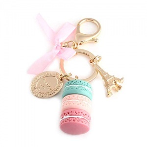 Walfront Porte-clé en Résine et Alliage, Porte-clé Mignon en Forme Macaron avec Tour Eiffel de