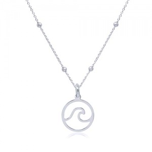 WANDA PLATA Collier Vague de Mer, Ras de Cou Surf Océan pour Jeune Fille, Femme en Argent 925